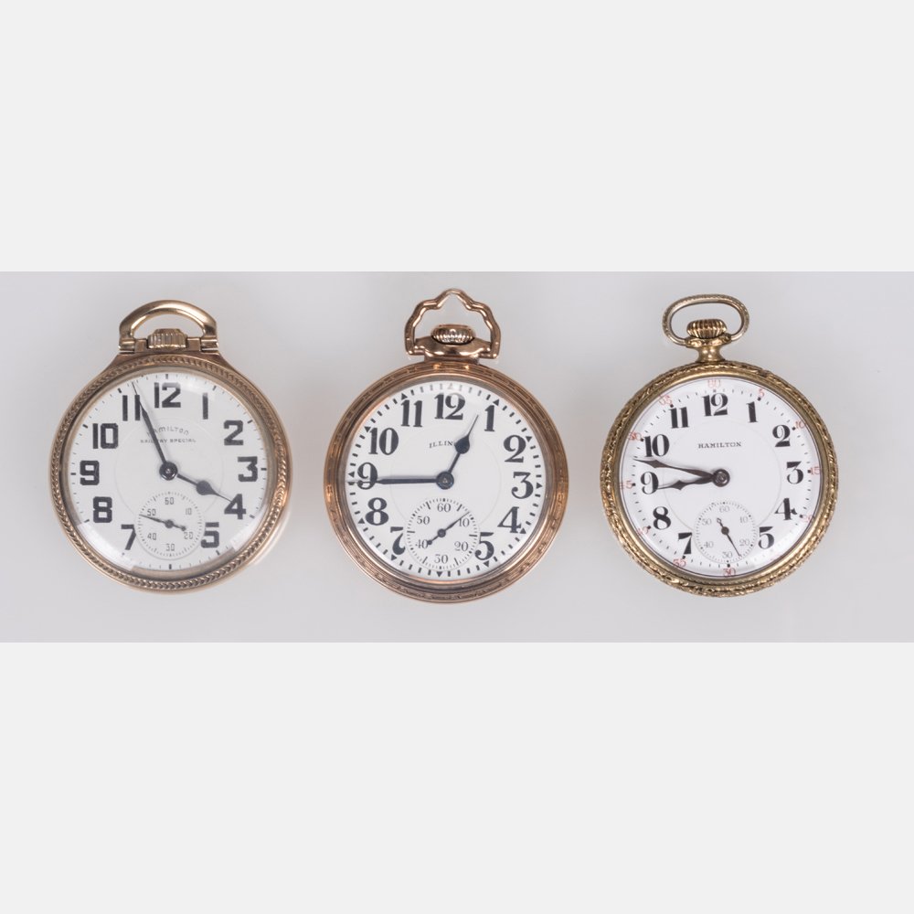 A Group of Three American Gold Filled Pocket Watches, (1 of 7)