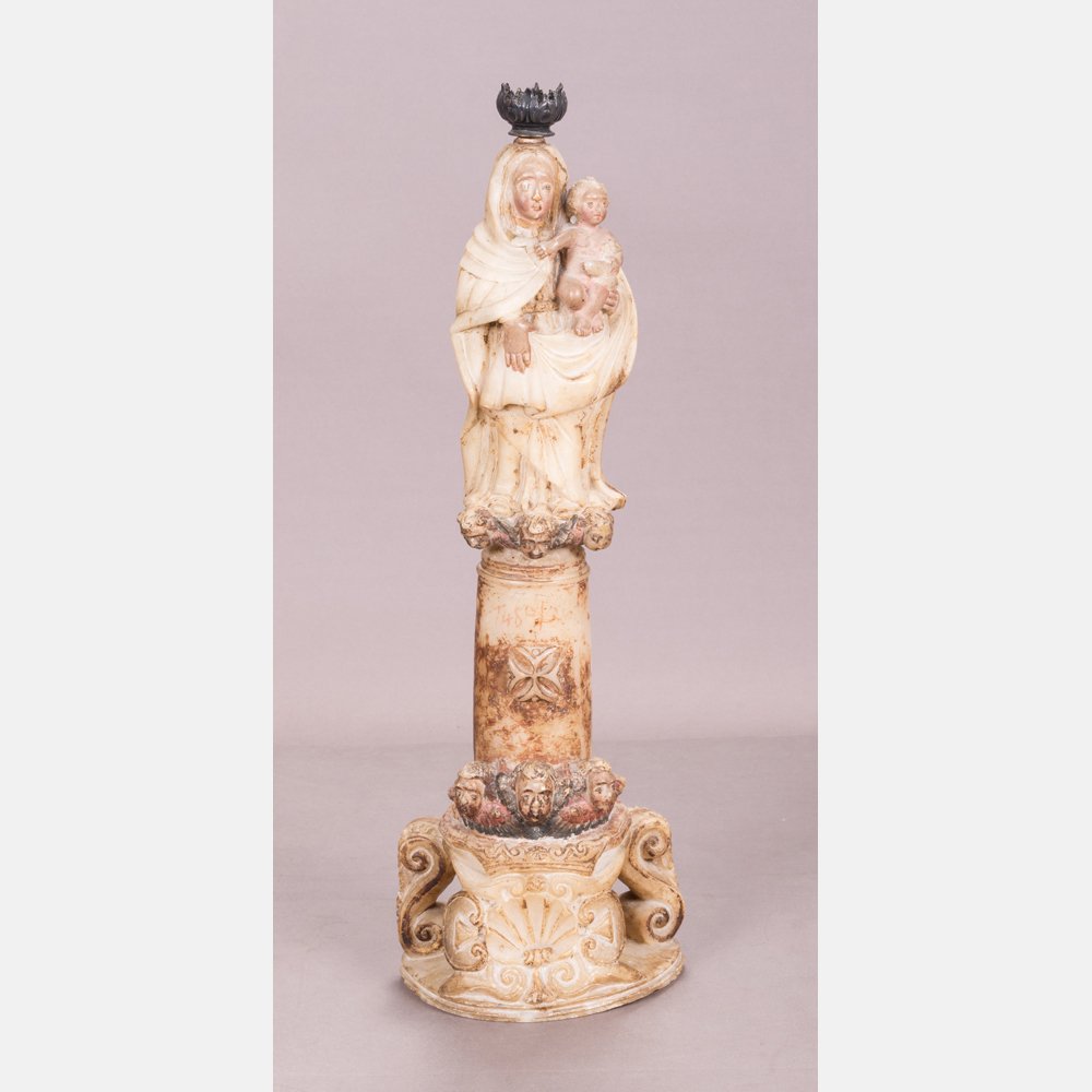 A Carved Alabaster Religious Figure Depicting the (1 of 10)