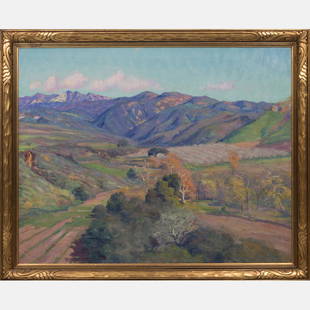 Arthur Merton Hazard (1872-1930) Mountain Landscape,: Arthur Merton Hazard (1872-1930) Mountain Landscape, Oil on canvas, Signed and dated '25 lower right. Framed dimensions: h: 35 1/2 x w: 43 1/8 in. H: 29 1/2 W: 38 in.