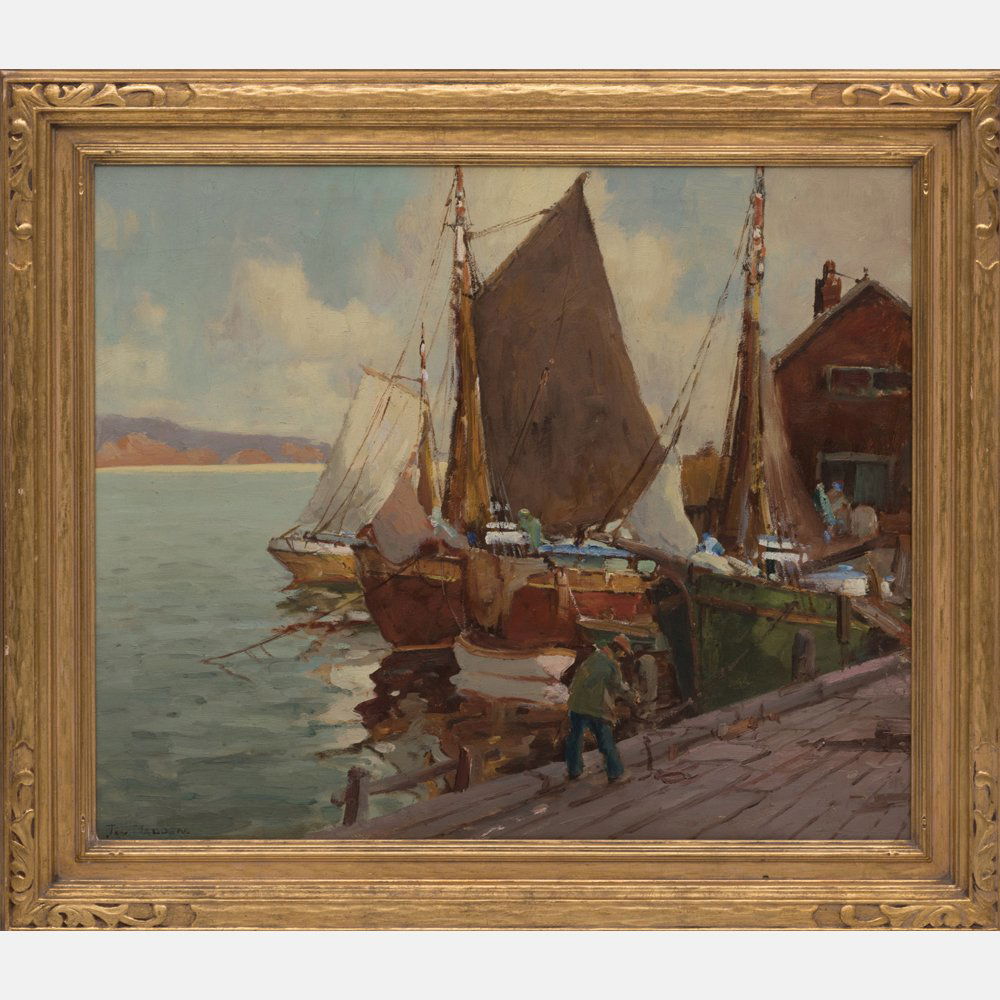 Jan Madden (American, 19th Century) Harbor Scene, Oil (1 of 6)