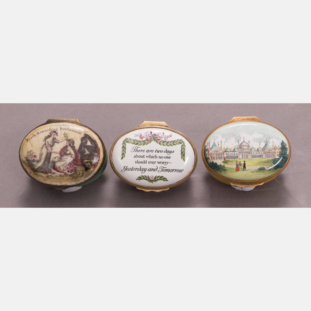 A Group of Three Enameled Battersea Boxes, 19th/20th (1 of 3)