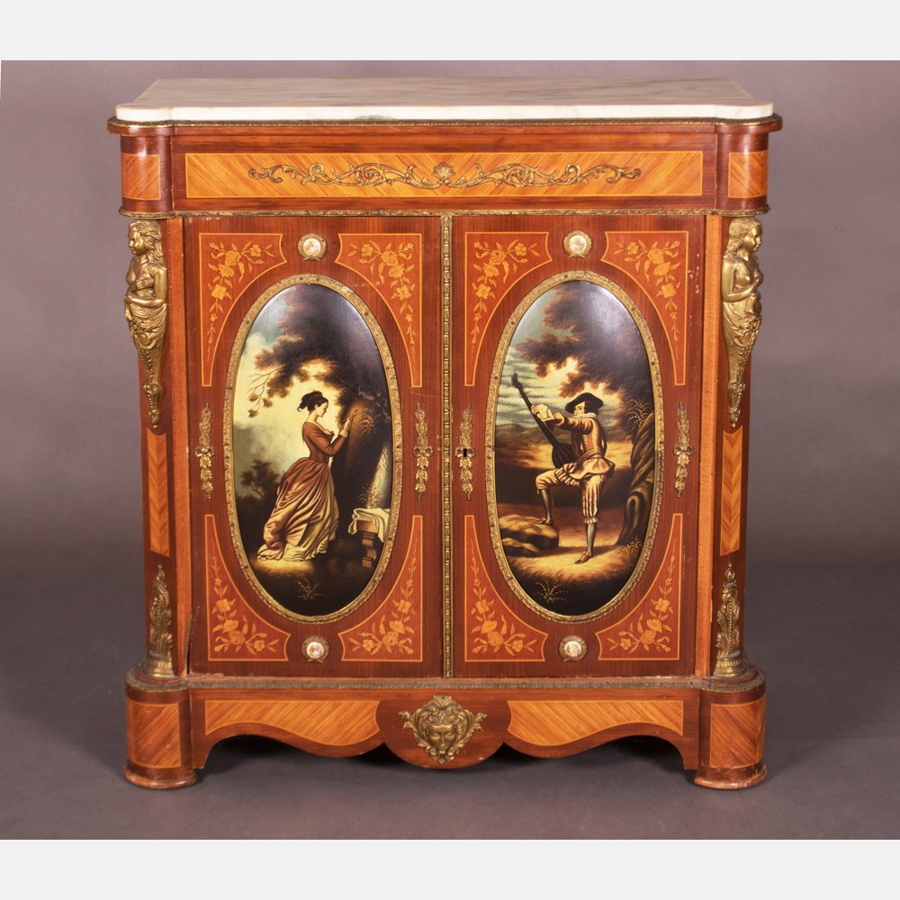 A Louis XVI Style Fruitwood Marquetry and Inlaid (1 of 8)