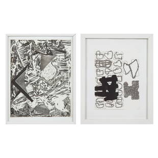 Jonathan Lasker (b. 1948) Untitled, Lithograph,: Jonathan Lasker (b. 1948) Untitled, Lithograph, Numbered 2437/4000. Together with an untitled lithograph by an artist unknown. H: 9 1/2 W: 7 1/2 in. From the collection of Bill Radawec (1952-2011).