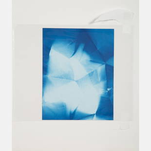 Walead Beshty (b. 1976) Untitled, 2009, Cyanotype,: Walead Beshty (b. 1976) Untitled, 2009, Cyanotype, Initialed and numbered WBC0490944P on verso. H: 7 7/8 W: 6 in. From the collection of Bill Radawec (1952-2011).