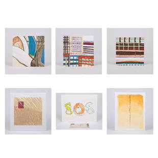 A Group of Six Works by Various Artists, 20th Century,: A Group of Six Works by Various Artists, 20th Century, Including three acrylic on papers by Paul Yanko (b. 1968), two are signed on verso; a lithograph by Mark Dion (b. 1961) titled 'SOS' and numbered