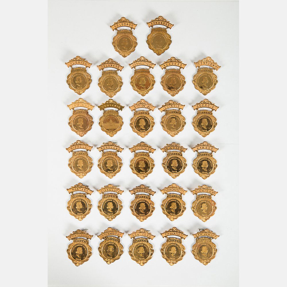 A Group of Twenty-Seven Gold Plated State Badges from (1 of 4)