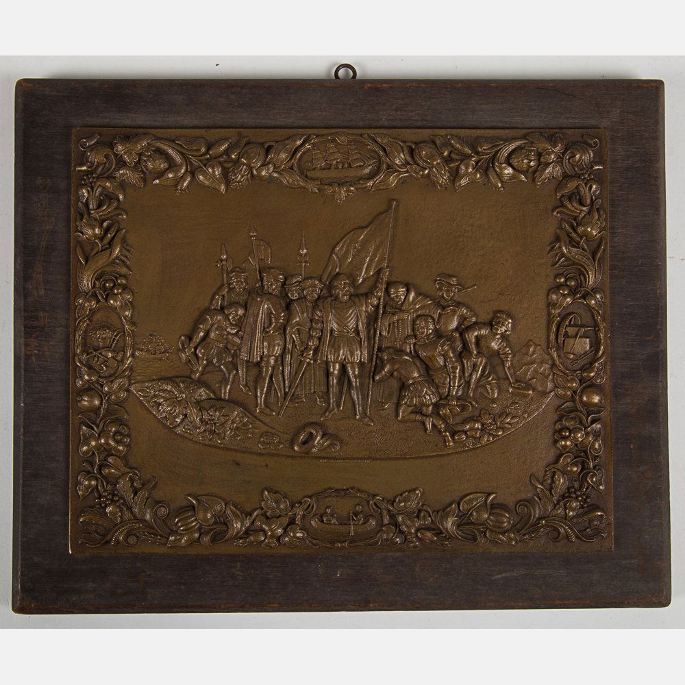 A Bronze Plaque of Christopher Columbus Landing in (1 of 2)