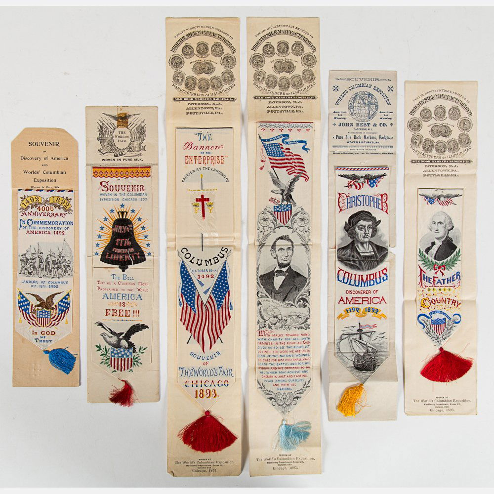 A Group of Six Woven Silk Bookmarks from the World's (1 of 3)
