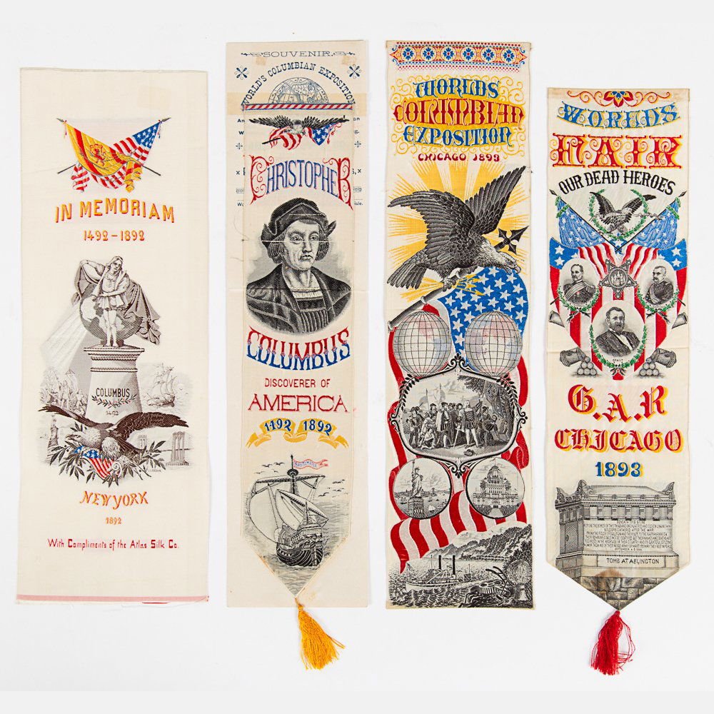 A Group of Four Woven Silk Ribbons and Bookmarks from (1 of 2)