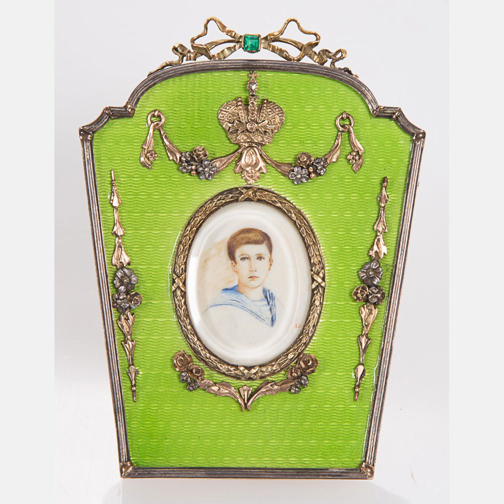 A Russian Style Gilt Silver and Green Guilloche (1 of 10)