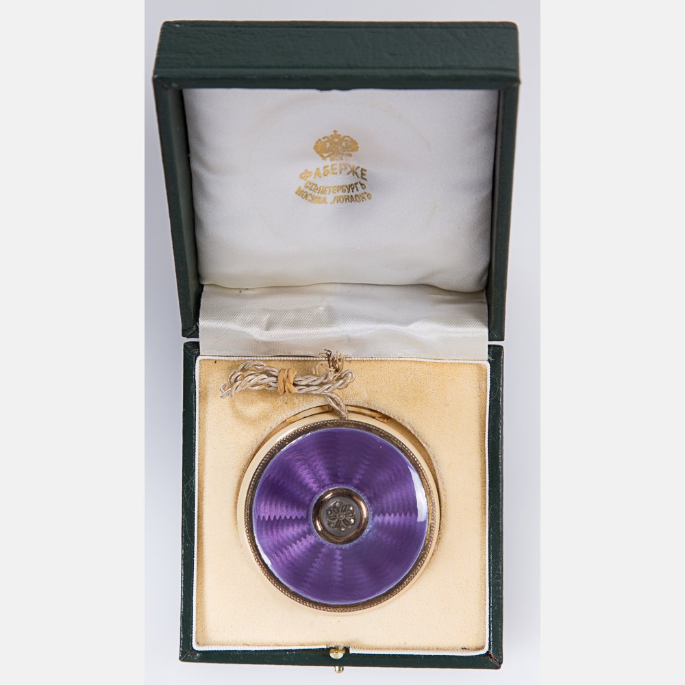 A Fabergé Purple Guilloche Enameled Bell Push, 20th (1 of 6)