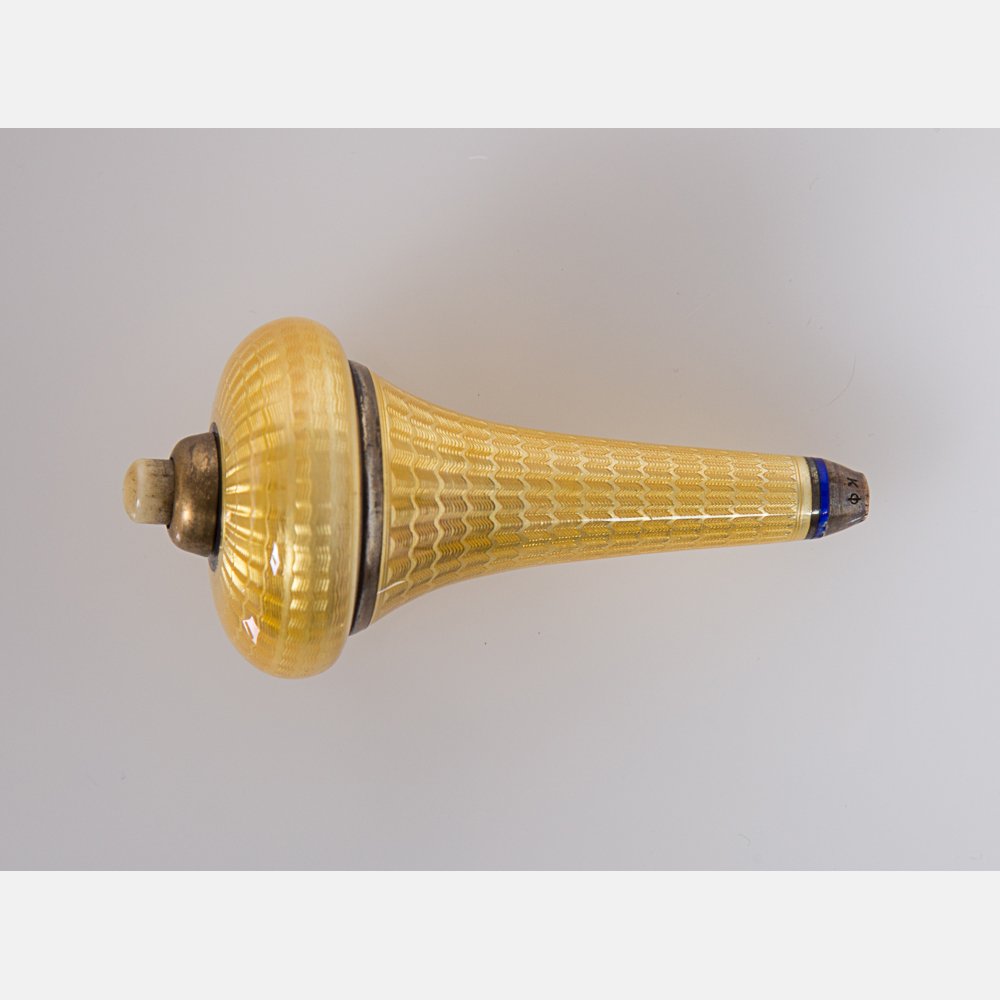 A Light Yellow Guilloche Enameled Bell Push Attributed (1 of 6)