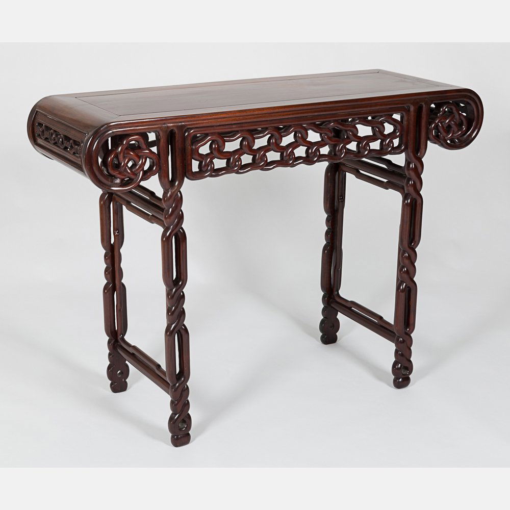 A Chinese Carved Elm Altar Table, 20th Century. (1 of 5)
