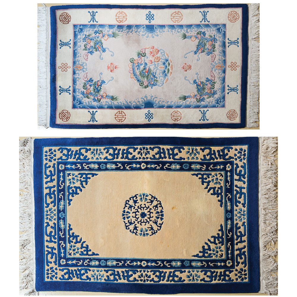 Two Chinese Sculpted Wool Rugs, 20th Century. (1 of 3)