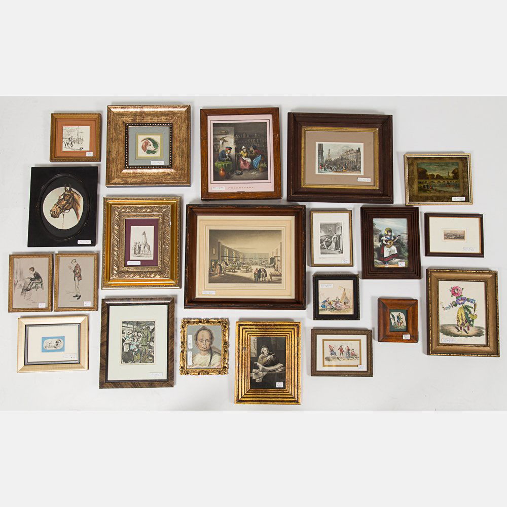 A Miscellaneous Collection of Framed Colored Etchings (1 of 3)
