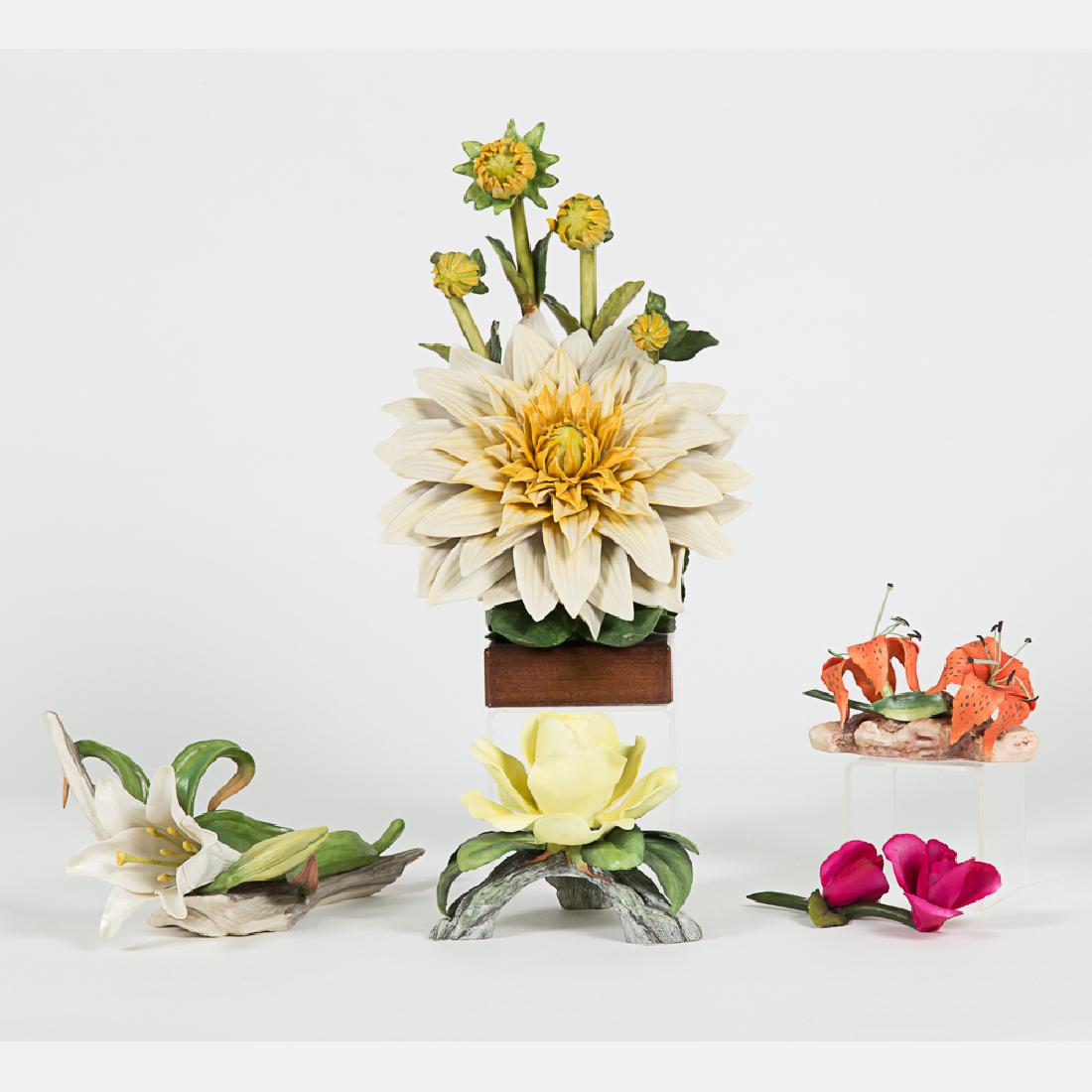 A Miscellaneous Collection of Five Porcelain Flowers by (1 of 6)