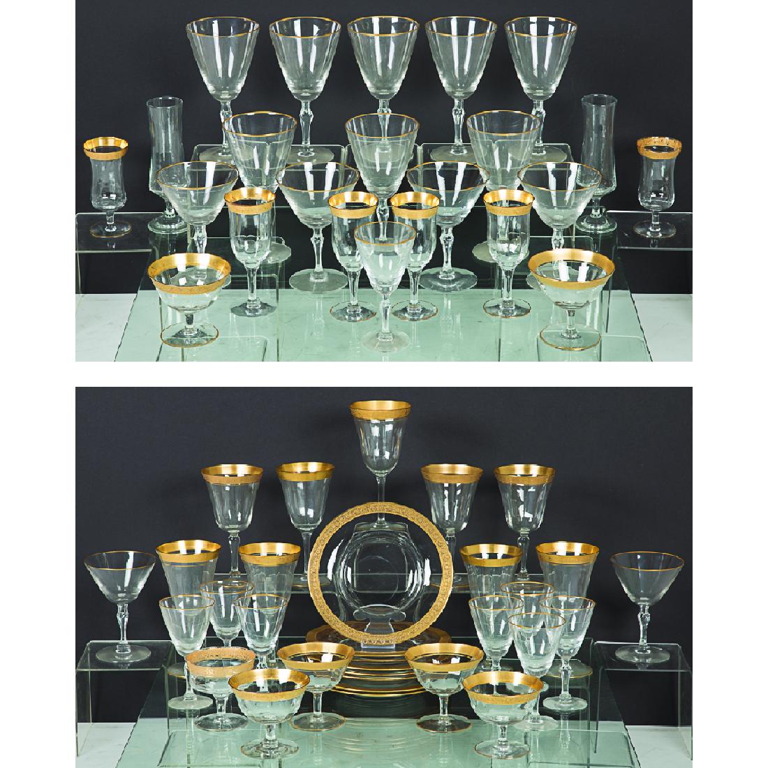 A Set of Etched and Gilt Glassware, 20th Century, (1 of 6)