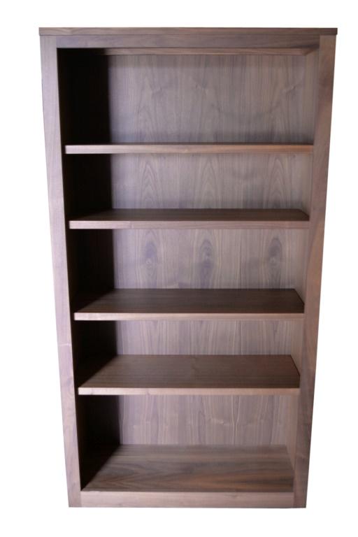 Walnut Finish Bookshelf #2: Nice bookshelf with adjustable shelves. Clean and solid with minor wear. 60H x 32W x 12D.