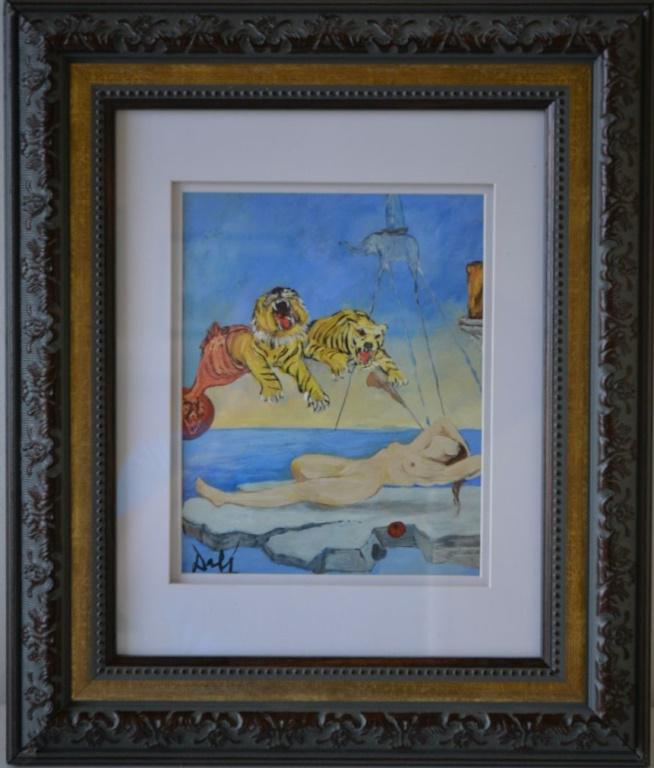 RESERVE OFF!Attributed to Dali Original Tigers Nude COA: OUR CONSIGNOR HAS JUST REQUESTED THE RESERVE BE TAKEN OFF THIS FINE ART! IT WILL SELL! ENJOY! DALI– (TIGERS) Medium: Tempera on paper. Edition: Unique, original work of art. Condition: Very good. Si