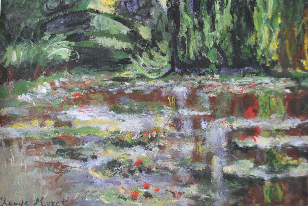 In the Manner of Claude Monet Original: Original oil on paper in the manner of Claude Monet. Very nice impressionist work of art. Medium: oil on paper. Condition good overall, some aging of the paper. Signature: Signed lower left. Size: 7.5