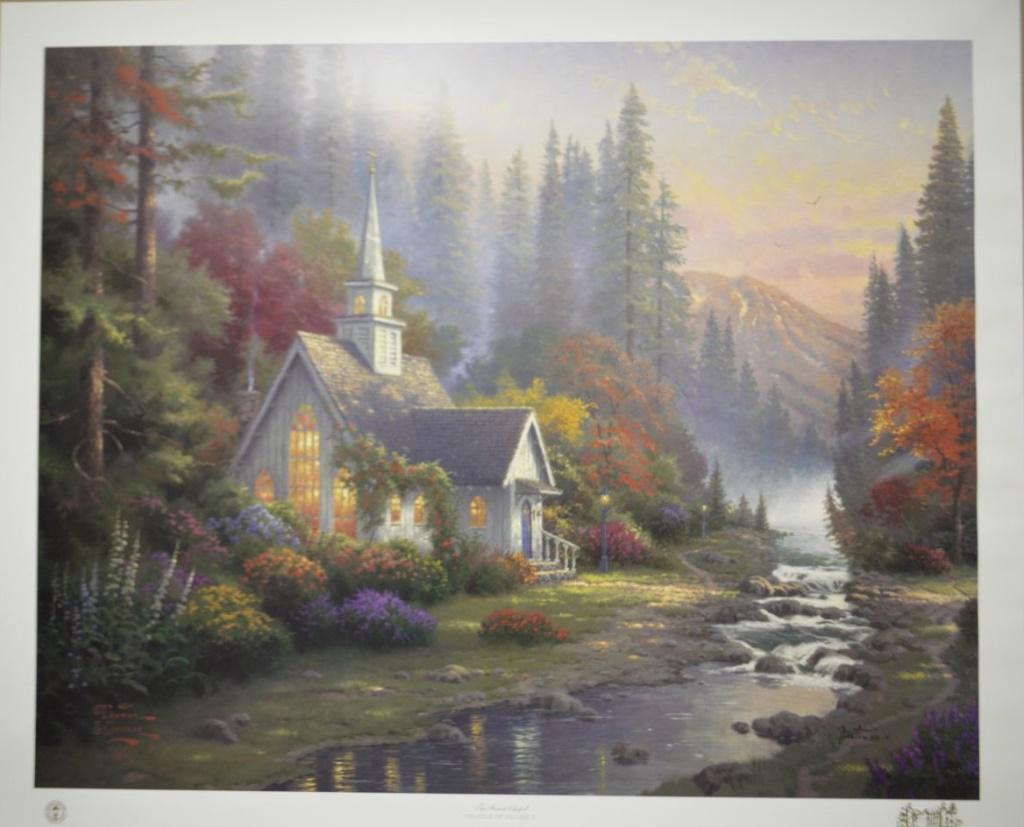 Thomas Kinkade "The Forest Chapel": Spectacular Limited Edition of The Painter of Light Thomas Kinkade's The Forest Chapel. Excellent condition. Not framed but comes in a carrying folder made just for it. Image: 24 x 30 inches. Paper: 2