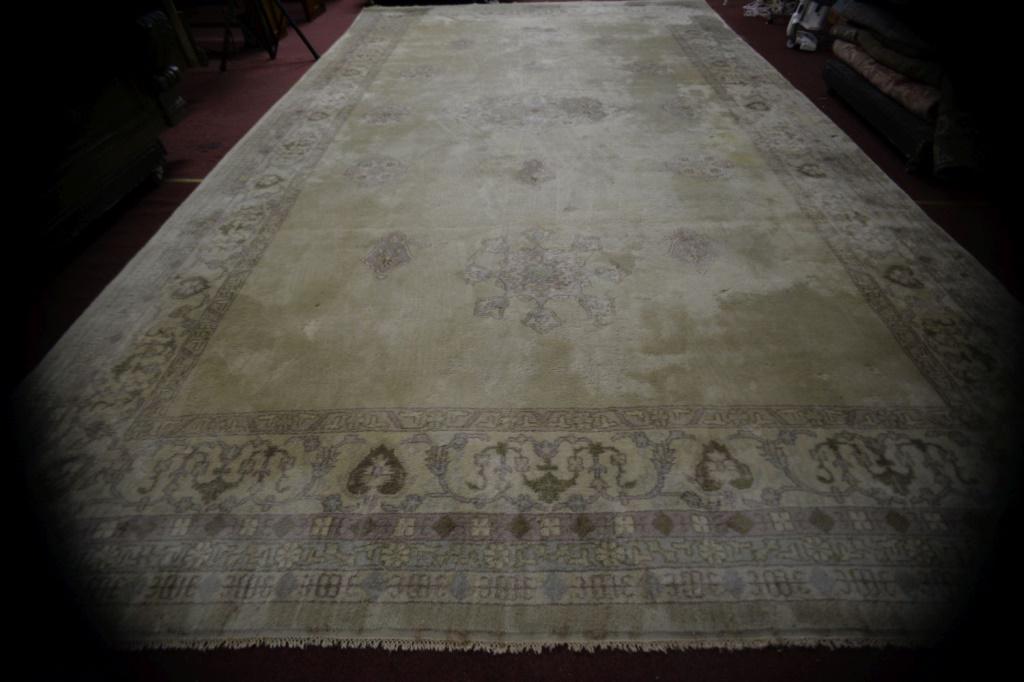 Huge Hand Knotted Wool Rug 11.4 x 19.9 ft: Spectacular wool hand knotted rug. Fine non-smoking estate piece. Pile in very good condition, very mild spots and soil areas. Looks fantastic! 11.4 x 19.9 ft. You can expect to pay $8000 and up for r