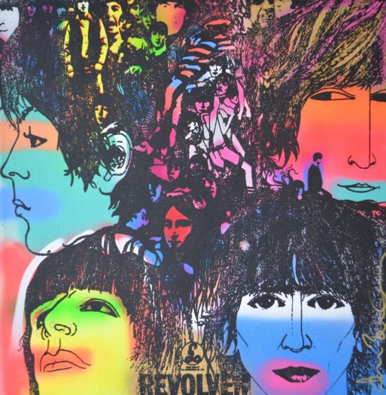 Shane Bowden Beatles Revolver Acrylic 20 x 20: Hot selling artist Shane Bowden, original acrylic on canvas. Edition: Limited Edition hand signed. Image: 20 x 20 inches. Ready to hang. Shane Bowden is a Neo Expressionist painter, artist and printma