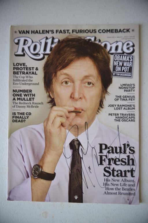 Signed Paul McCartney Rolling Stone: Fantastic find in the hand signed Paul McCartney Rolling Stone magazine! Cover has minor wear. This is from a credible consignor. We consider it to be genuine. Congratulations to the winning bidder!