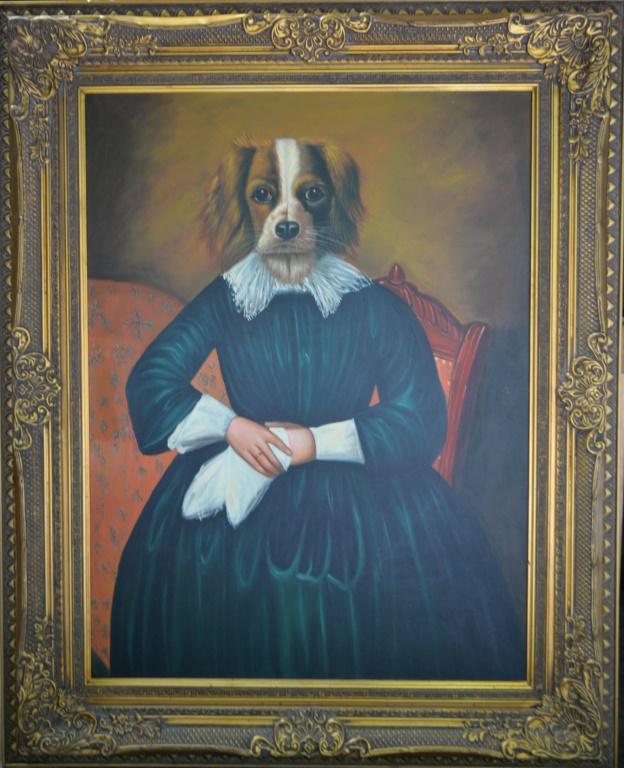 Huge Original "Doggie in a Blue Dress" 50 x 62 (1 of 7)