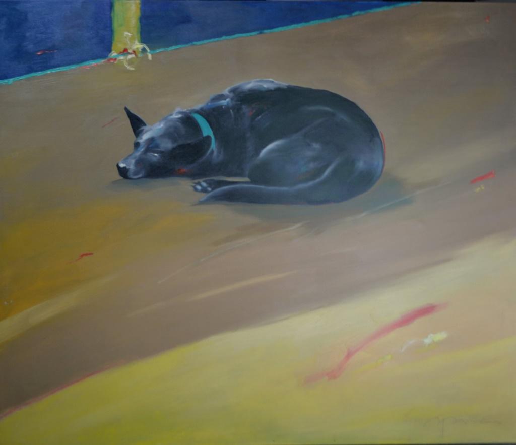 HUGE Jack Spencer Original Painting 60 x 70 inches: Fine original painting by Jack Spencer of America's favorite pet the forever loving dog. This is a bold and captivating piece needing a good size wall! Excellent condition! 60 x 70 inches. Jack Spence