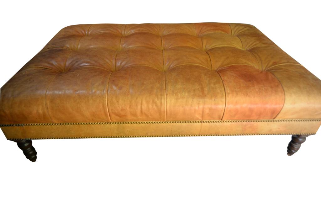 Large Distressed Leather Ottoman or Bench 40 x 60 (1 of 5)