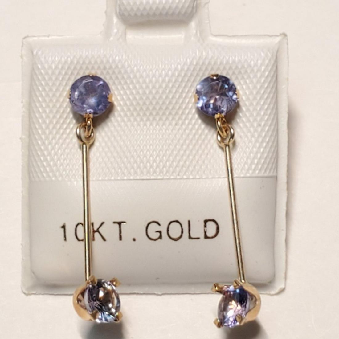 $600 10K Tanzanite(1ct) Earrings EC87-29: 10K Yellow Gold Tanzanite(1ct) Earrings, Made in Canada, Suggested Retail Value $600