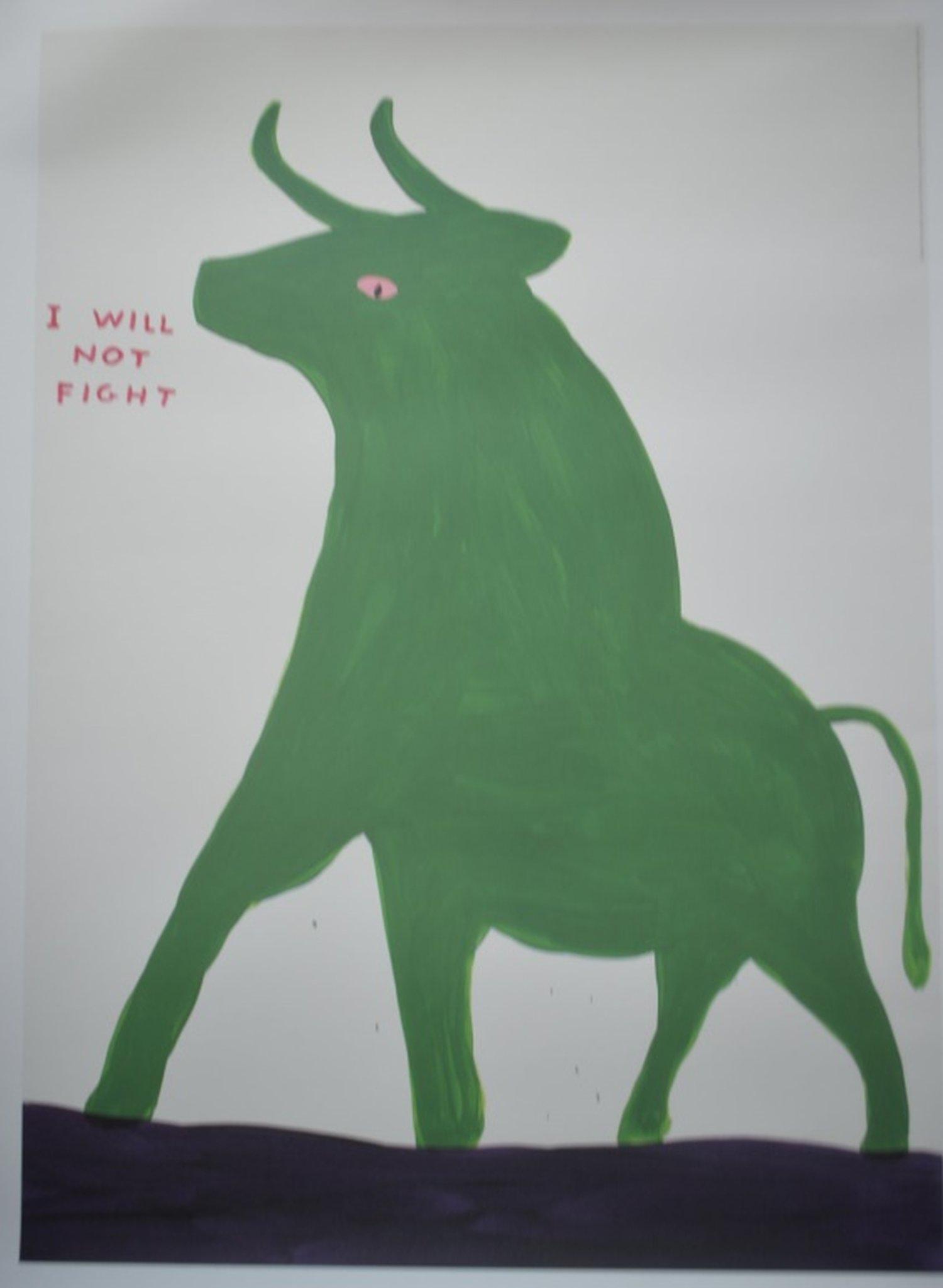 David Shrigley "I Will Not Fight" Litho: Exciting and fun art from hot selling David Shrigley. Title: I will not fight. Year, 2016. Size, 80 x 60 cm. 23 1/2 x 31 1/4 inches. This is not the poster but an excellent lithograph Printed on 200g