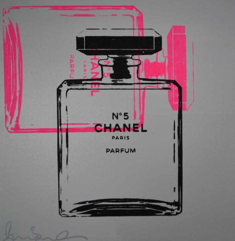 Shane Bowden Original Chanel No 5: Hot selling artist Shane Bowden, original acrylic on canvas. Image: 20 x 20 inches. Edition: Unique, original work of art. Condition: Excellent. Signature: Hand signed. Ready to hang. Congratulations 