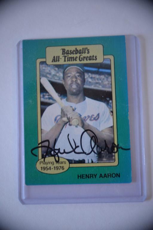 Hank Aaron Signed Card: Collectible Hank Aaron baseball card signed Hank Aaron! Great condition!