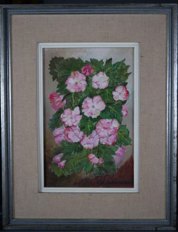 In the Manner of Tamara de Lempicka Original: Beautiful still life in the manner of Tamara de Lempicka! We base this attribution on the same medium, complexity, subject, style, and signature as used by Lempicka. Medium: Oil on canvas. Edition: Or