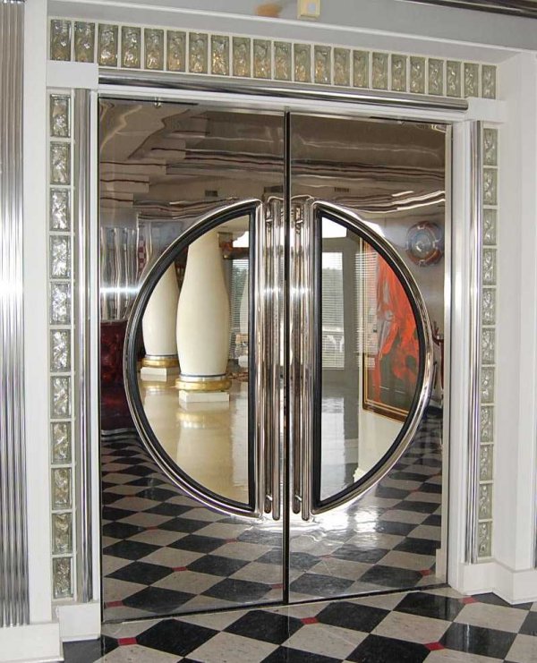 Double chrome Deco style entry doors: NOTE: ALL ARCHITECTURAL ELEMENTS OF THE HOME MUST BE REMOVED WITHIN TWO WEEKS BY A LICENSED AND INSURED CONTRACTOR