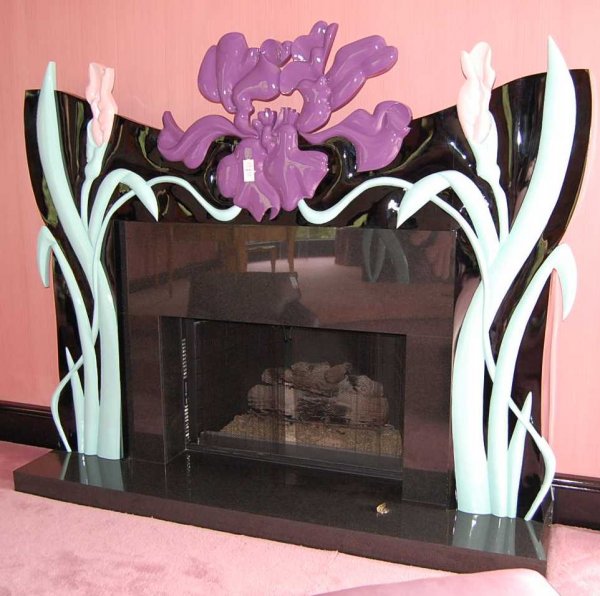 Art Nouveau style Jane Goco fireplace mantle: Original cost $10,000 USD, 93"w, 10"d, 79"tall. NOTE: ALL ARCHITECTURAL ELEMENTS OF THE HOME MUST BE REMOVED WITHIN TWO WEEKS BY A LICENSED AND INSURED CONTRACTOR