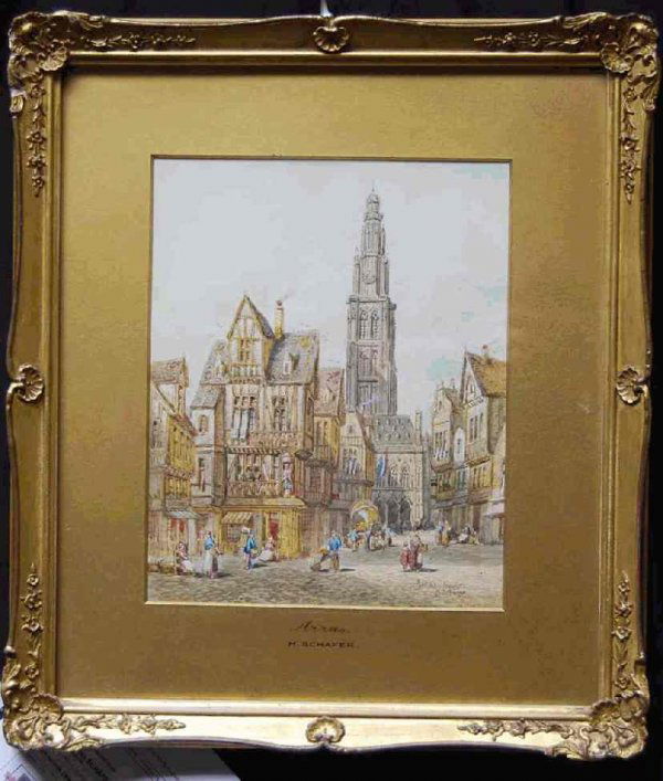 Henry Thomas Schafer Watercolor Painting of Arras: Town of Arras, France.Listed artist(1854-1915)with sales up to 24,000usd.Measures 8 inches by 10 inches tall, add 3 inches for frame and matting.
