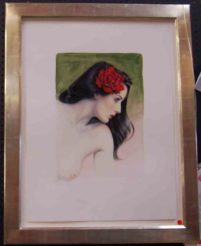 Original Olivia de Berardinis Pinup Artwork: Signed and dated 2000. Original artwork. Listed American artist with documented sales up to $12,000usd. About the artist: Olivia de Berardinis (born 1948) is an American painter of pin-up art and erot