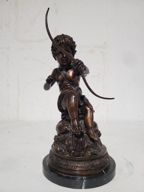 Vintage Cupid and Bow Bronze Sculpture 13 1/2"H (1 of 6)