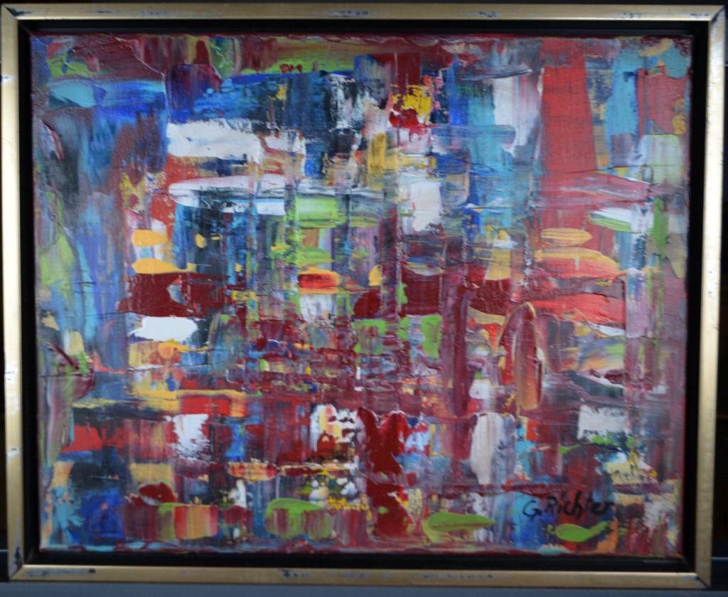 Original In the Manner of Gerhard Richter: Amazing original in the manner of Gerhard Richter! We base the attribution on the artist using the same style, same medium often used, same signature, same complexity, and manner. Medium: Oil on canva