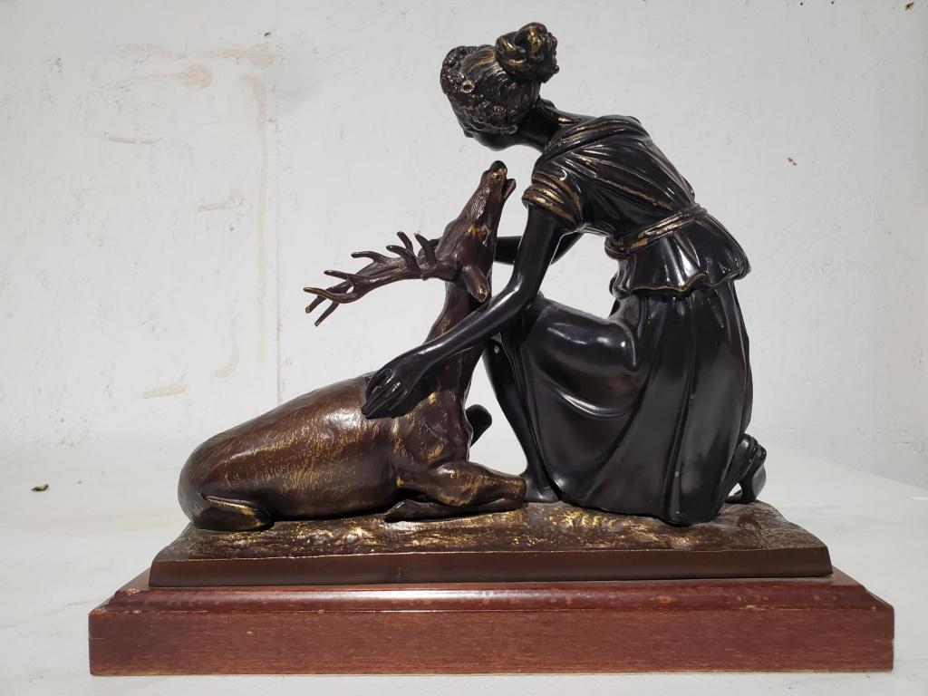 R S Cerdan Lady and Wounded Deer 10.5"W (1 of 5)