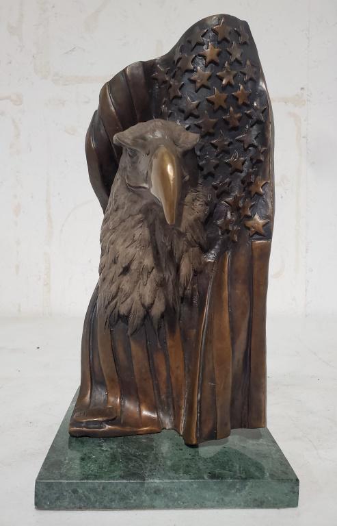 Bald Eagle American Flag Bronze Sculpture 14"H (1 of 5)