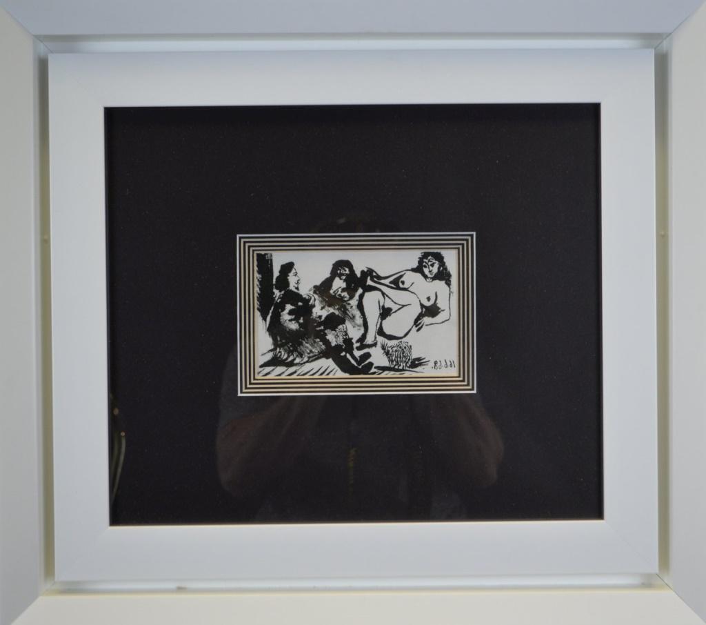 Picasso Plate 162 Nude Intaglio COA: Rare image of exotic and provocative Plate 162 by Picasso! Complete with consignor provided COA! Artist Name: Pablo Picasso Medium: Intaglio on paper. Signature: Unsigned, dated in plate. Image Size: