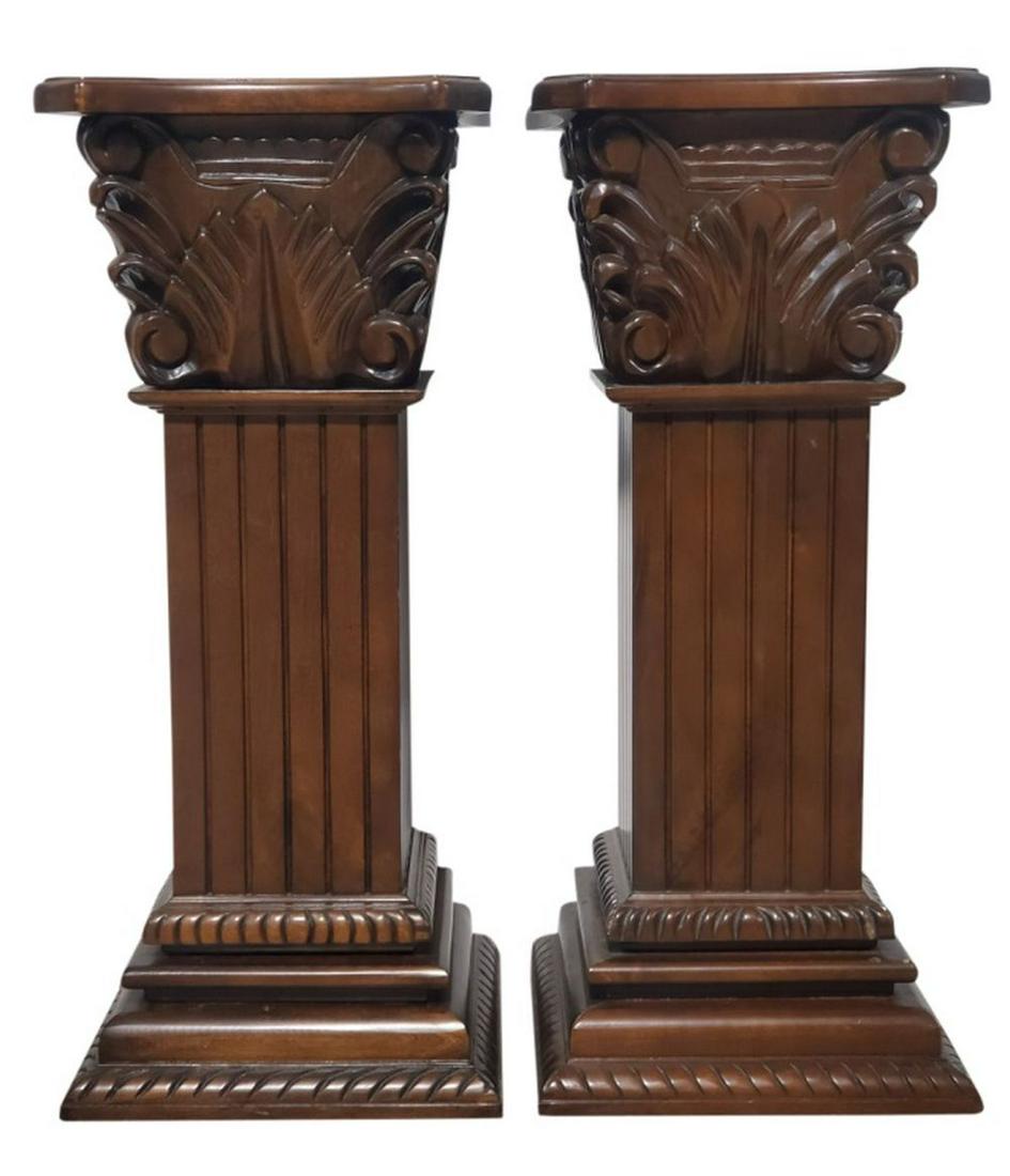 Pair Mahogany, Marble, Column, Pedestals 30"H (1 of 6)