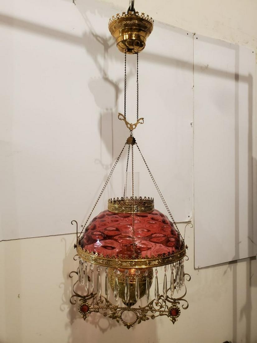 Victorian Farmhouse Cranberry Hanging Lamp 43"H (1 of 12)