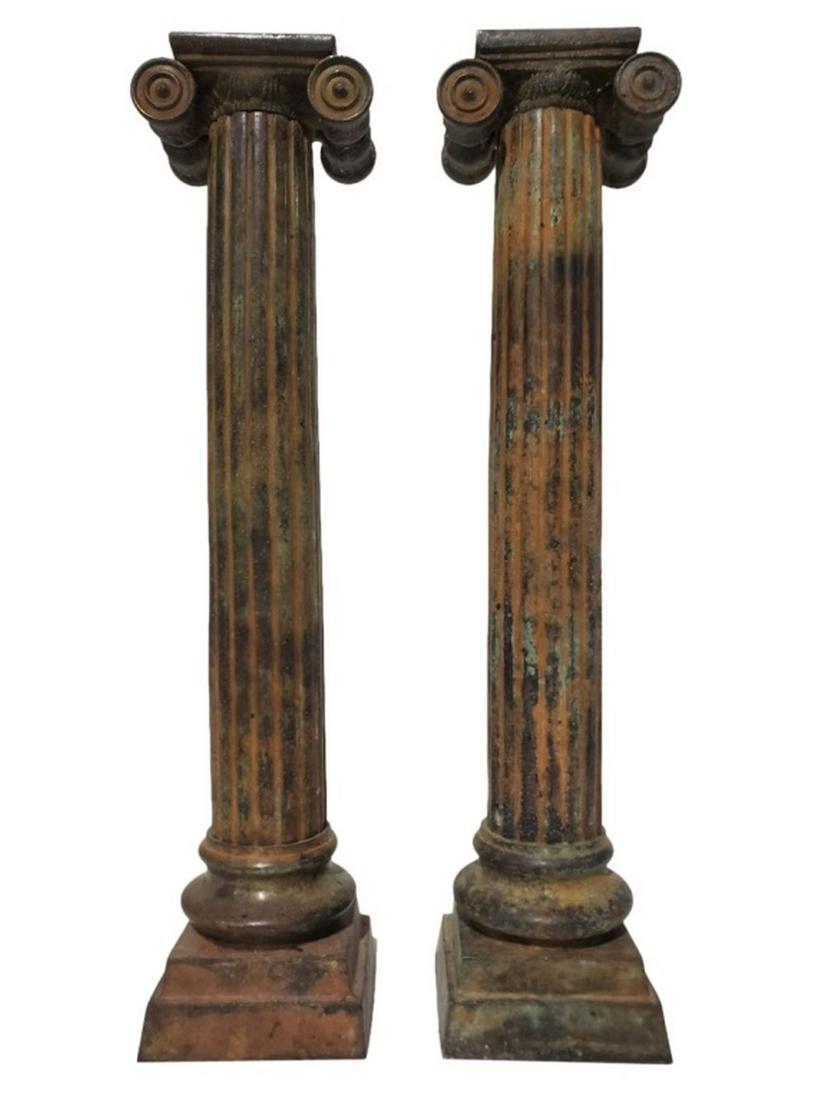 2 Bronze Ionic Column Candleholders 17.5"H (1 of 7)