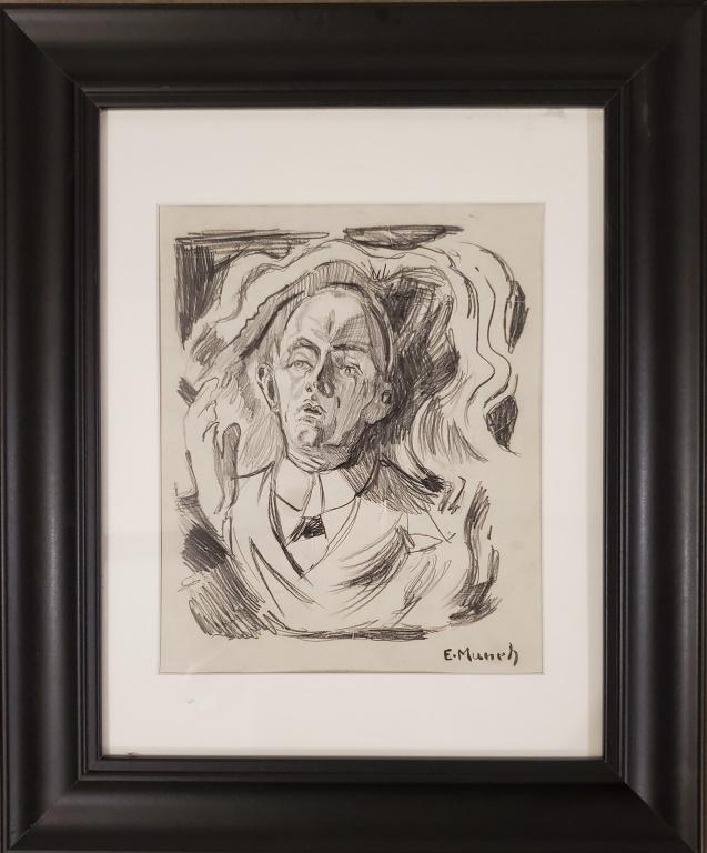 Original in the Manner of Edvard Munch: This is a fantastic hand-signed original drawing in the manner of the world-renowned Edvard Munch. This is not a print or giclee yet an original work of art! Medium: pencil on paper. Edition: Unique,