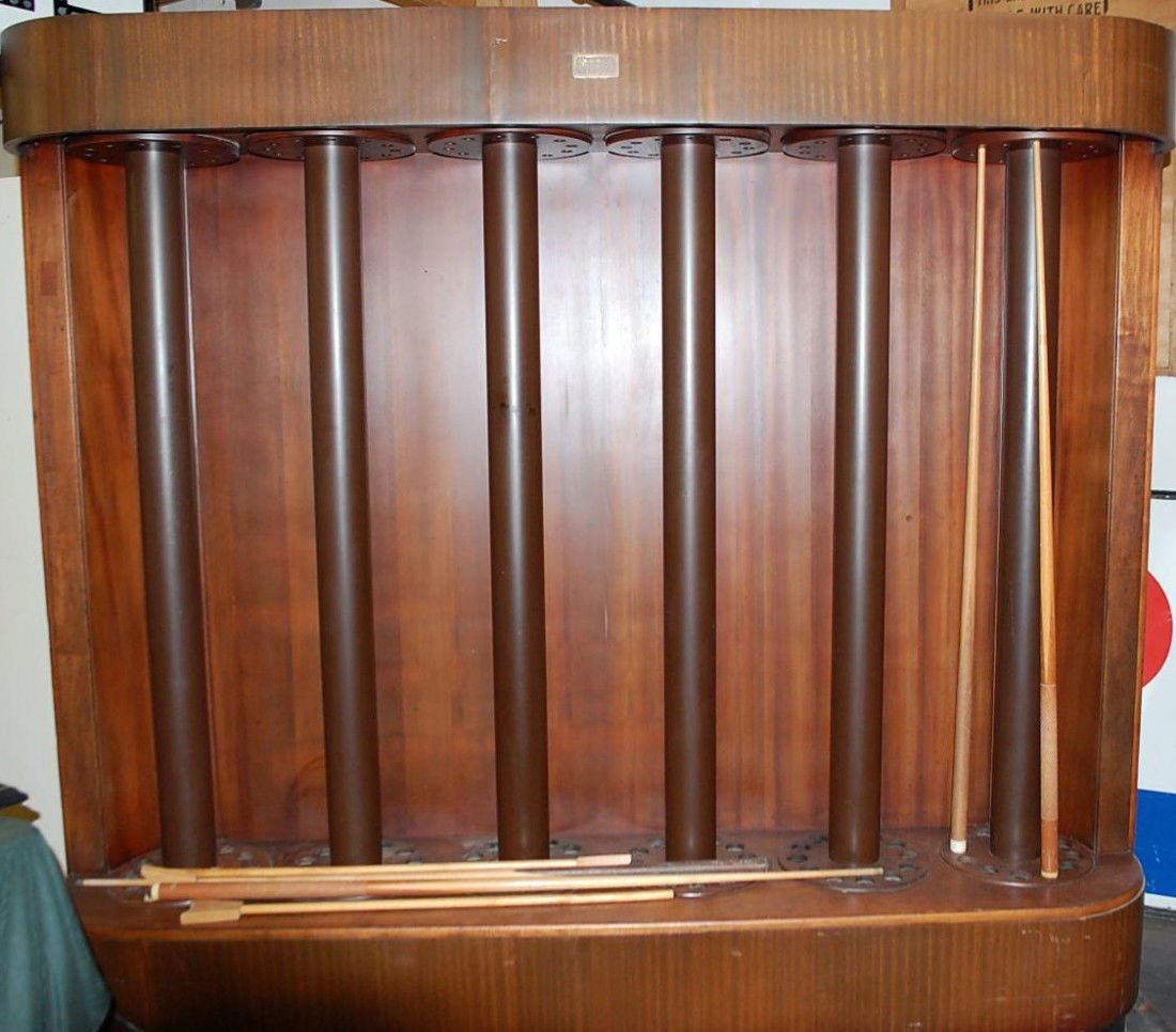 RARE BRUNSWICK POOL CUE RACK: MULTIPLE TURNING CUE RACKS PRIOBABLY FROM A TURN OF THE CENTURY POOL HALL OR GRAND HOTEL